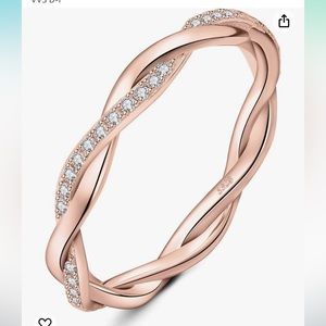 Moissanite Sterling Silver/ Rose Gold Plated Ring size 7